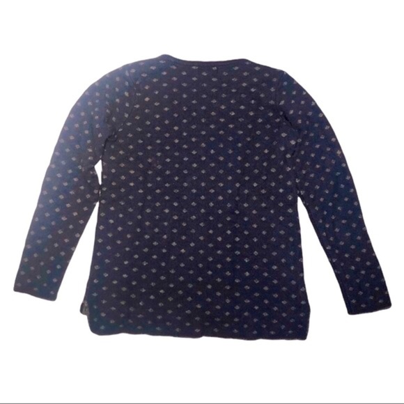 Cashmere Wool Navy & Grey Polka Dot Cozy Knit Sweater Size S - Picture 3 of 4